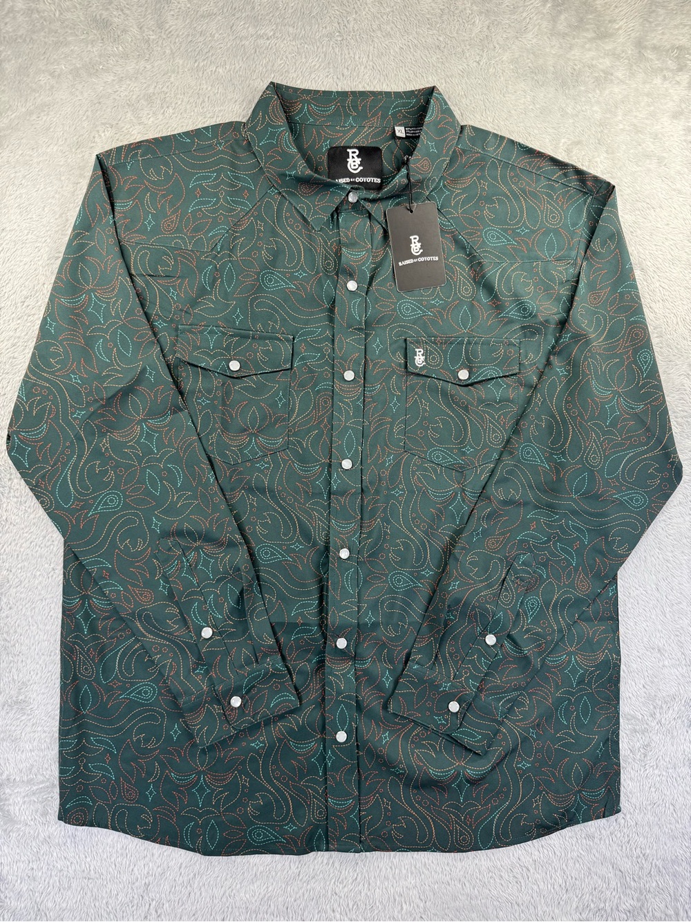 NWT Raised By Coyotes Cowboy Threads Pearl Snap Western Shirt XL